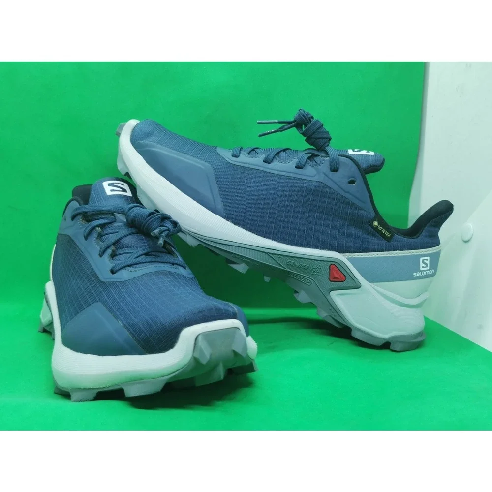 Salomon Women's Gore-Tex Trail Hiking Running Shoes Alphacross GTX Blue Size 7.5